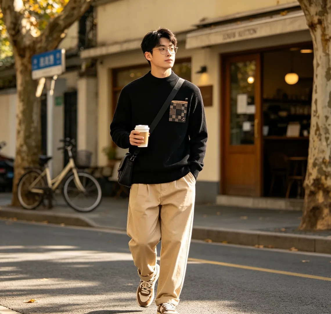 Louis Vuitton/Louis Vuitton checkered fake pocket crewneck sweater